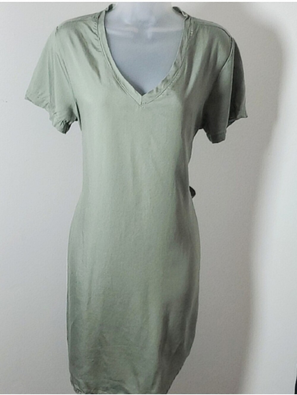 Velvet Heart Light Sage V-Neck Midi Dress